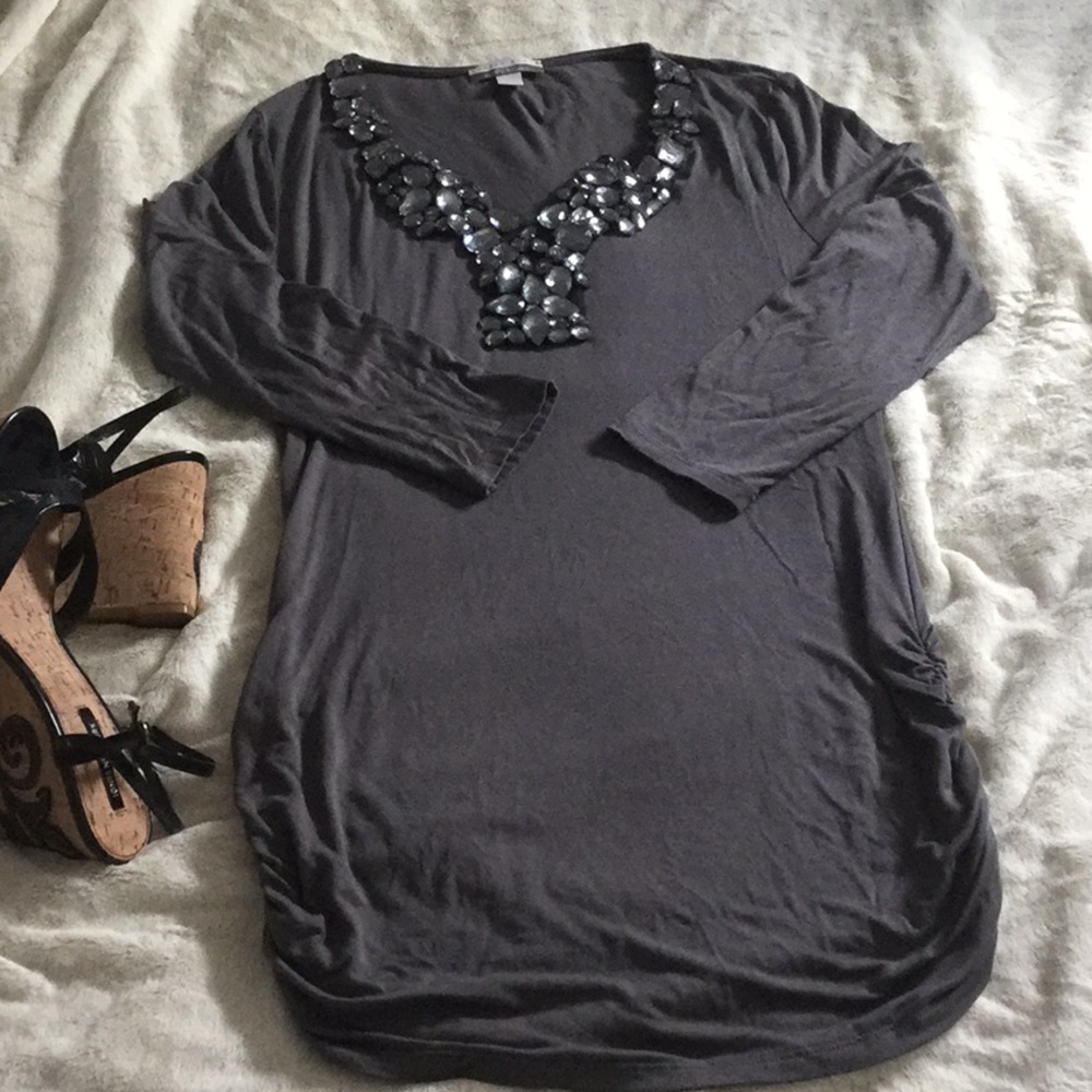 Boston proper rhinestone studded blouse